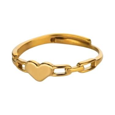Imagem de Anel Em Forma De Coração Espiral Em Aço Inoxidável Dourado Para Mulher