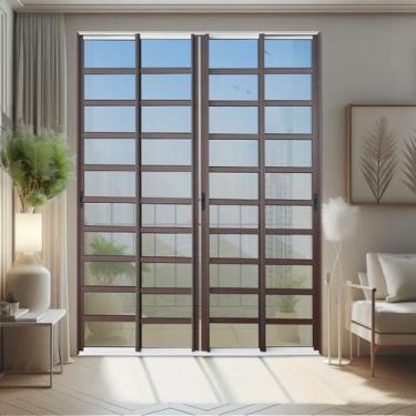 Imagem de Porta de Correr com Travessas 4 Folhas Moveis 210 X 200 Elite com Fech