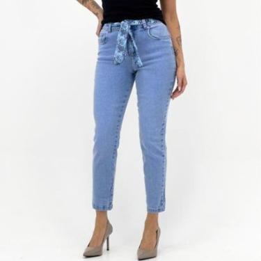 Imagem de Calça Tanise Jeans Mom com Lenço Feminina-Feminino