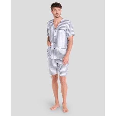 Imagem de Pijama Feminino Listrado Macio Azul Marinho Lohe, Azul marinho, M