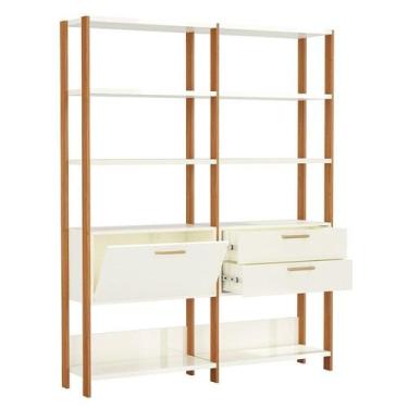 Imagem de Estante de Livros 100% MDF 144cmx185cm Estantes 2 Unidades Dalla - Pra
