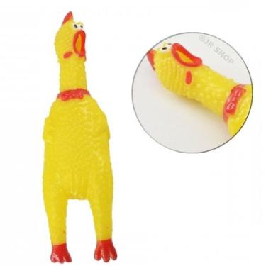 Imagem de Mordedor Galinha Frango Borracha Cão Gato Pet Apito Pequeno - Daterra 
