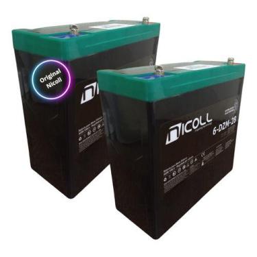 Imagem de Kit 2 Baterias 12v 28ah 6dzm28 Ciclo Profundo Bike Elétrica Moto Origi