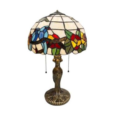 Imagem de Luminária Tiffany de Mesa Abajur Decorativo Vitral Floral - Tuberias