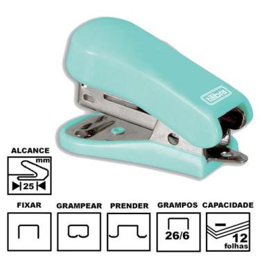 Imagem de Grampeador Tilibra G101 Aqua Mini Plástica 5,8cm 26/6 Ou 24/6 Até 12 F