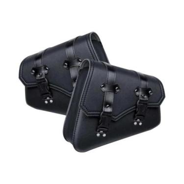 Imagem de Bolsas Laterais De Couro PU Impermeáveis Para Motocicleta Com Suporte 