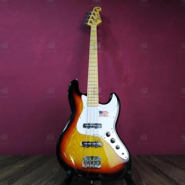 Imagem de Contra Baixo 4 Cordas Jazz Bass SX SJB75 Sunburst com Escudo Branco - 