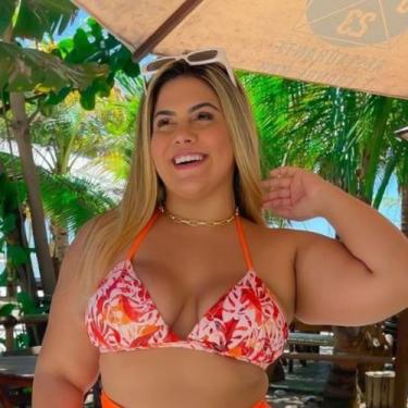 Imagem de Top avulso cortininha fixo - FLOR DO BIQUINI , Laranja, Floral, 48