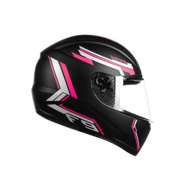 Imagem de Capacete Moto Masculino Feminino Fly F-9 Hans, Preto Fosco Rosa, 56