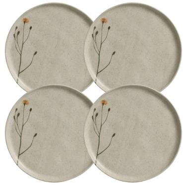 Imagem de Jogo 4 Pratos Rasos Cerâmica 27cm Porto Brasil Campestre Stoneware Decorada