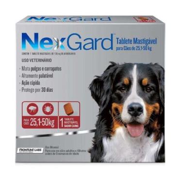 Imagem de Medicamento Veterinário NexGard Cães 25,1-50kg Sabor Carne 1 tablete