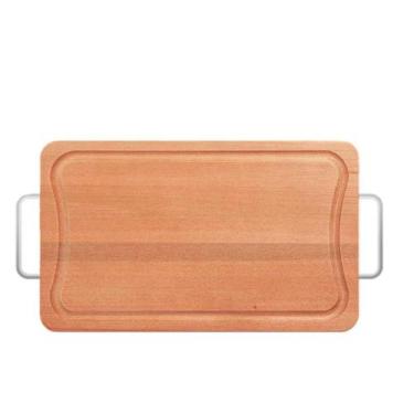 Imagem de Tabua Prancha Para Churrasco Madeira 35X21cm Cabo Aluminio - STOLF