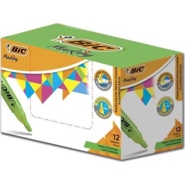 Imagem de Caneta Marca Texto Marking Fluorescente Verde CX.C/12 - BIC