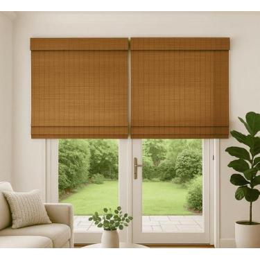 Imagem de Kit Persiana Bambu Rolo 200larg x 140alt com bandô Natural 2Pçs - Pers