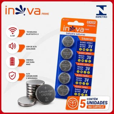 Imagem de Pilha Bateria de Lítio Botão Redonda 3V CR2032 5 Unidades Inova Prime
