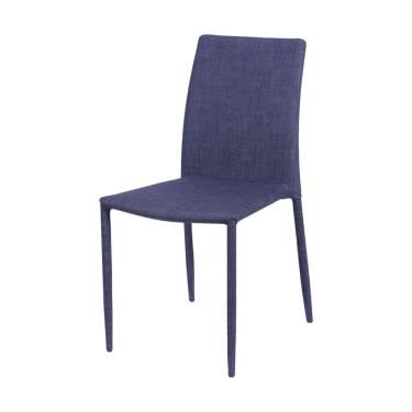 Imagem de Cadeira Glam Aço em Linho Jeans Azul Base Metal