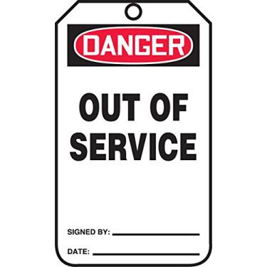 Imagem de Accuform Signs MDT288CTP Accuform PF-Cardstock Jumbo Tag, Legend, "DANGER Out of Service", 21,5 cm de comprimento x 9,5 cm de largura x 0,0 cm de espessura, vermelho/preto sobre branco (pacote com 25)