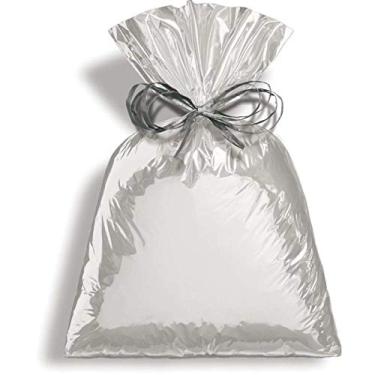 Imagem de Saco Para Presente Cromus Embalagens com Acabamento Metalizado na Cor Prata 25x37 cm co...