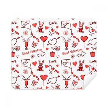 Imagem de Pano de limpeza Red Valentine Love Kite Rabbit Limpador de tela 2 peças de tecido de camurça