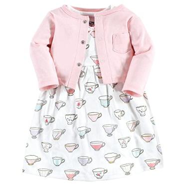 Imagem de Hudson Baby Conjunto de vestido e cardigã de algodão para bebês meninas, Tea Party, 9-12 Meses