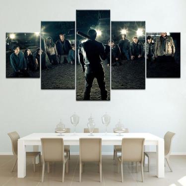 Imagem de Quadro Decorativo The Walking Dead 5 peças 130x65 cm em teci