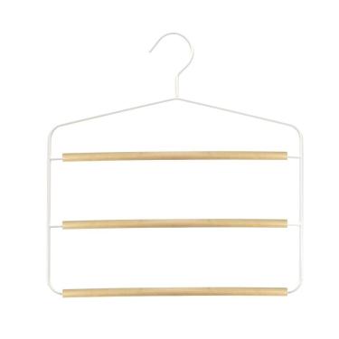 Imagem de Cabide De Metal Triplo C/ Barras De Madeira Brc Oikos – 3Pçs