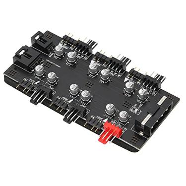 Imagem de PWM Chassis Fan Hub, 4PIN/3PIN 1 a 6 vias CPU Cooler Case Fan Hub Splitter Adapter PWM Speed Regulation RGB Light Control Expansion Board (para IDE)