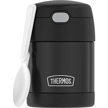 Imagem de THERMOS FUNTAINER Frasco de comida infantil isolado a vácuo de aço inoxidável com colher dobrável, preto, F3100BK6