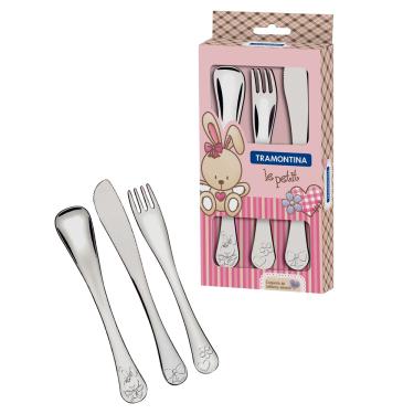 Imagem de Conjunto Talheres Infantil Tramontina Le Petit Menina Inox - 3 Peças