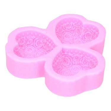 Imagem de Molde de barra de sabão, 3 cavidades 5,5 x 2,4 x 1,2 polegadas moldes de sabão antiaderente, silicone para bolos decoração de bolos sabonete artesanal gesso de aromaterapia(Cor de rosa)