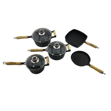 Imagem de Jogo 3 Caçarolas Cabo Tampa Vidro,Tapioca e Cook Grill Ferro