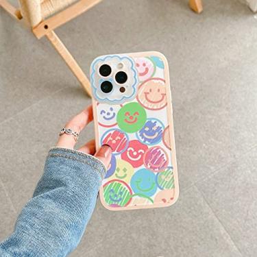 Imagem de Capa de telefone pintada com silicone de desenho animado sorridente para iPhone 13 11 12 Pro Max X XS XR 7 8 Plus SE2 Capa de telefone estética bonita, A, para iPhone XS MAX