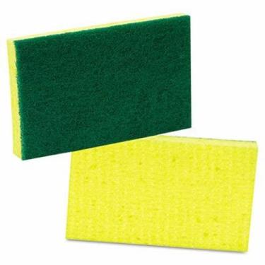 Imagem de Scotch-Brite Products - Scotch-Brite - Esponja de limpeza média, 8 cm x 16 cm, amarelo/verde, 20 caixas - Vendido como 1 caixa - Scotch-Brite de um lado, esponja de celulose absorvente