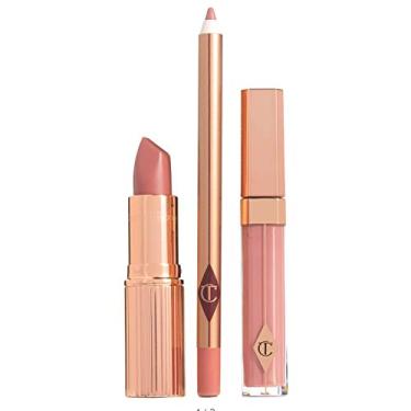 Imagem de Charlotte Tilbury The Pillow Talk Full Size Lip Kit- Lip Liner, Lipstick, and Lip Gloss.