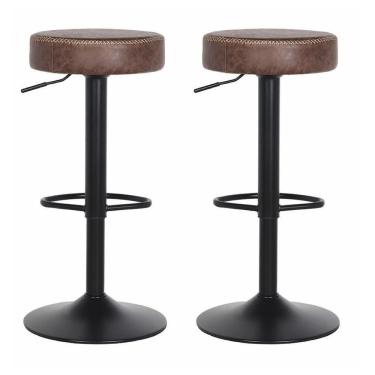 Imagem de 2 Banquetas Estofadas Giratória Viena Marrom Vintage