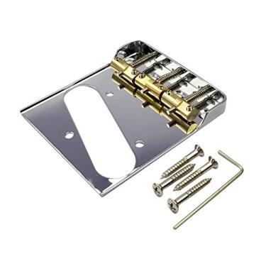 Imagem de Ponte cromada Telecaster com selas de latão compensado e laterais cortadas para guitarra Fender Tele