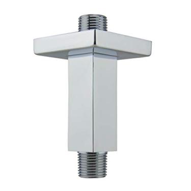Imagem de Aquaiaw Braço de chuveiro quadrado e flange de anel de vedação anti-arranhões, 7,6 cm, latão sólido, ambos roscas afuniladas 1/2 NPT soldadas, extensão de braço de cabeça de chuveiro de chuva reta,
