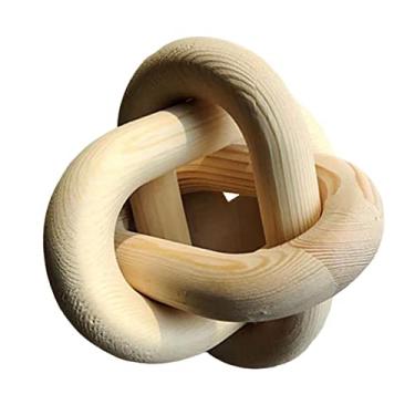 Imagem de WeiLaiKeQi Decoração de elo de corrente de madeira de 3 de madeira decoração de nó de madeira para decoração de quarto, MADEIRA