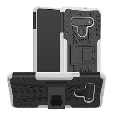 Imagem de Capa protetora ultrafina compatível com LG Stylo 6, TPU + PC Bumper Hybrid Militar Grade Rugged Case, Capa de telefone à prova de choque com capa traseira de telefone com suporte (cor: branco)