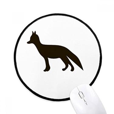 Imagem de Mouse pad preto raposa bonito retrato de animal tapete redondo para computador
