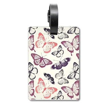 Imagem de Borboleta em fundo rosa pálido mala etiqueta etiqueta de bagagem cartão pendurado etiqueta etiqueta de etiqueta, Multicolorido.