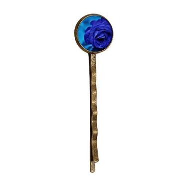 Imagem de Rosa azul escuro flores Art Deco presente moda retrô metal cabelo grampo chapéu
