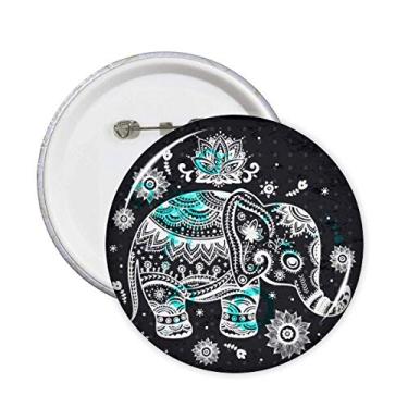 Imagem de Nation Elefante Flor Preto Azul Animal Alfinetes Emblema Botão Decoração Acessório 5 peças