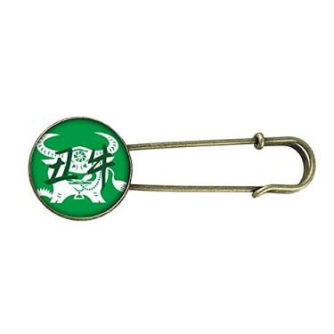 Imagem de Ano Novo de boi animal China zodíaco retrô broche de metal clipe jóias