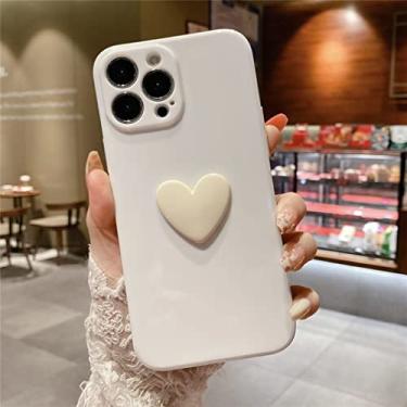 Imagem de FCSWEET Compatível com capa para iPhone 7/8, lindo coração de amor 3D com proteção de lente anti-queda, capa de câmera de proteção, superfície lisa macia TPU para mulheres meninas - branco