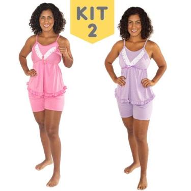 Imagem de Kit Com Duas Unidades: Pijama Amamentação Baby Doll Adulto - L&G Confe