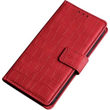 Imagem de KOSSMA Capa para iPhone 14/14 Plus/14 Pro/14 Pro Max, capa de carteira de couro PU com padrão de crocodilo clássico com [capa interna de TPU][porta-cartão] (cor: vermelho, tamanho: 14 6,1 polegadas)