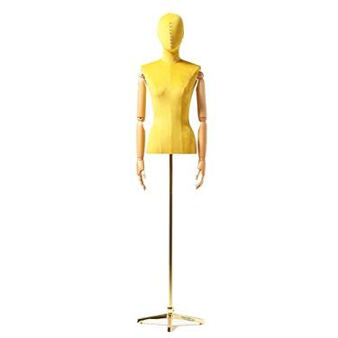 Imagem de Female Mannequin Torso Vestido forma feminina busto manequim torso, modelo feminino com testa e braço, Altezza regolabile/seta/treppiede (Color : Yellow-1)