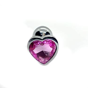 Imagem de Plug Anal Coração Com Jóia Aço Inox Polido Luxo Importado P M G Prateado (M)