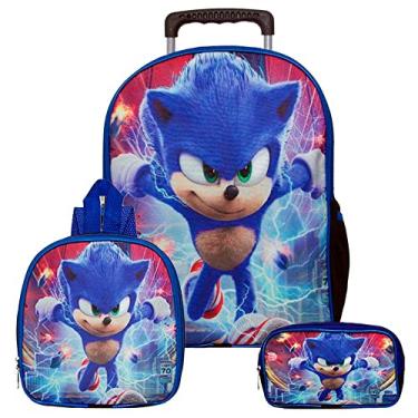 Imagem de Kit Mochila com Rodinhas do Sonic 2 + Lancheira + Estojo Escolar